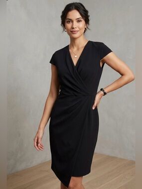 Monteau Black Wrap-Front Mini Dress PTP 20’